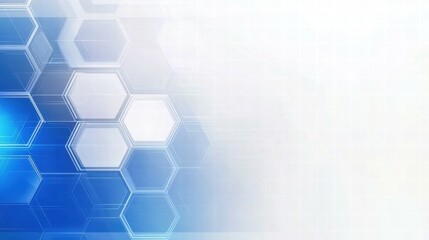 Leinwandbilder - Abstract blue hexagonal pattern with a light background, suitable for technology themes.