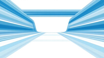 Poster - Abstract design featuring blue lines converging towards a central point, suggesting movement.