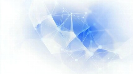 Fototapete - Abstract blue and white background with interconnected lines and nodes.