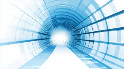 Aufkleber - A futuristic blue tunnel leading to a bright light, suggesting motion and technology.