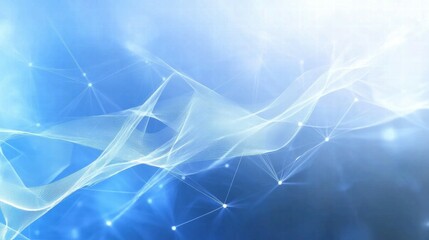 Aufkleber - Abstract blue background with flowing lines and connecting dots, suggesting technology and innovation.