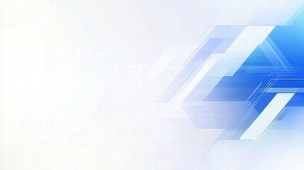 Poster - Abstract design with geometric shapes and gradients in blue and white tones.