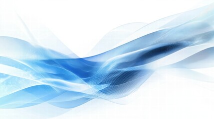 Poster - Abstract blue wave design with smooth gradients and a light background.