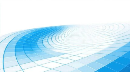 Poster - Abstract blue grid design with a smooth gradient and curved lines.