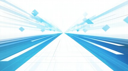 Poster - Abstract blue digital background with lines and shapes creating a sense of depth and motion.