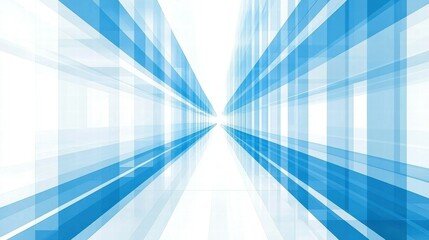 Poster - Abstract blue geometric pattern creating a sense of depth and perspective.