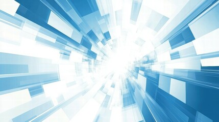 Aufkleber - Abstract blue and white burst with geometric shapes suggesting depth and movement.