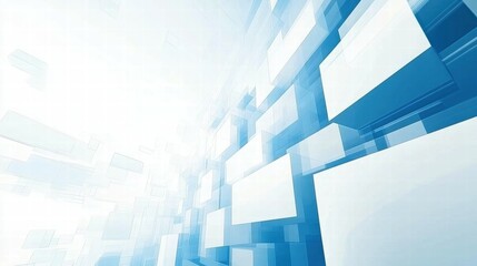 Poster - Abstract blue and white geometric background with a sense of depth and movement.