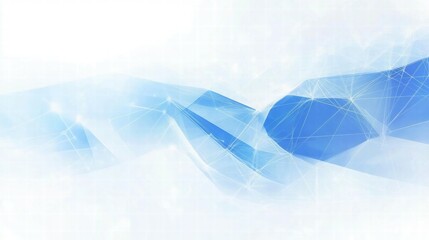Poster - Abstract blue wave design with geometric patterns and light effects.