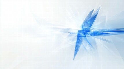 Aufkleber - Abstract blue and white digital design with sharp lines and light effects.