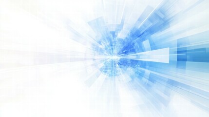Poster - Abstract blue and white burst design, conveying motion and energy.