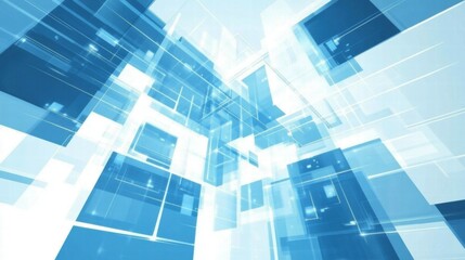 Aufkleber - Abstract geometric shapes in blue tones, creating a digital, futuristic atmosphere.