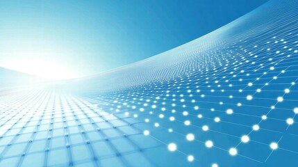 Aufkleber - Abstract blue background with a grid pattern and glowing dots, suggesting technology and data.
