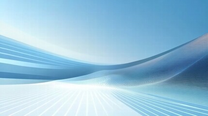 Aufkleber - A serene abstract landscape with soft blue gradients and flowing lines.