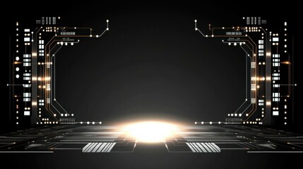 Leinwandbilder - Futuristic digital interface with glowing elements and circuit patterns.
