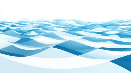 Aufkleber - Abstract representation of blue waves in a serene, minimalist style.