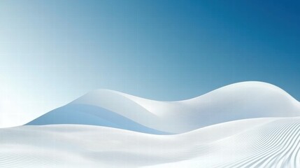 Poster - A serene landscape of smooth, white snow-covered hills under a clear blue sky.