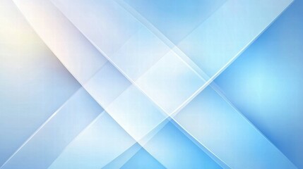 Poster - Abstract blue and white background with overlapping translucent layers.