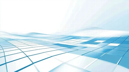 Fototapete - Abstract blue grid design with smooth waves, suggesting modernity and technology.