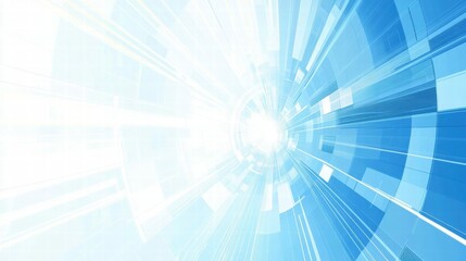 Poster - Abstract blue and white design suggesting motion and light.