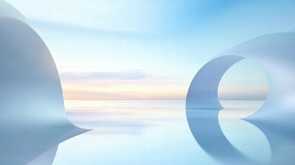 Poster - A serene abstract landscape featuring smooth curves and soft colors reflecting tranquility.