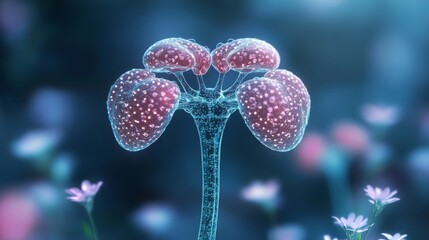 Wall Mural - Artistic 3D Render of Human Kidneys in Floral Setting