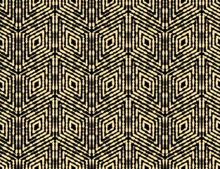 Abstract geometric pattern. A seamless vector background. Golden and black ornament. Graphic modern pattern. Simple lattice graphic design