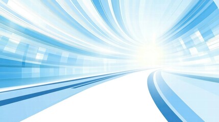 Poster - Abstract blue and white background with dynamic lines and light effects.