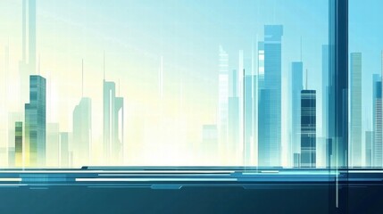Aufkleber - Abstract cityscape with futuristic buildings and a gradient background.