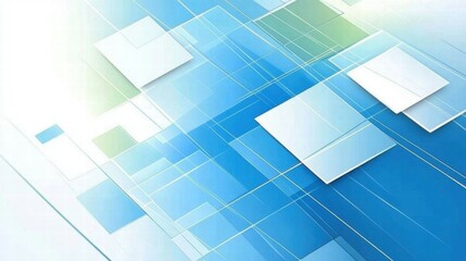 Poster - Abstract geometric design with blue tones and overlapping shapes for modern visuals.