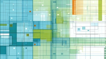 Poster - Abstract geometric design with layered colors and lines, conveying a modern digital aesthetic.