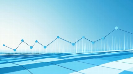 Poster - A blue-themed graph illustrating upward trends and data analysis.