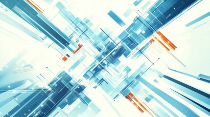 Aufkleber - Abstract geometric design with blue and orange elements creating a futuristic look.