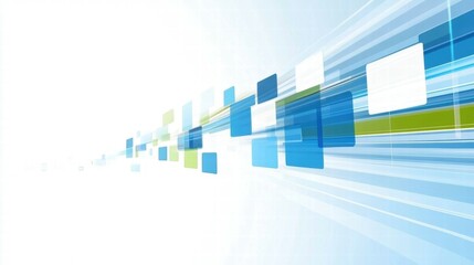 Aufkleber - Abstract graphic design featuring blue and green shapes, conveying motion and technology.