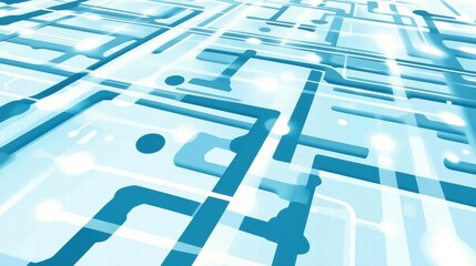 Aufkleber - Abstract digital circuitry design with blue lines and glowing elements.