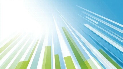 Poster - Abstract graphic with upward lines and shapes against a blue background, suggesting growth.