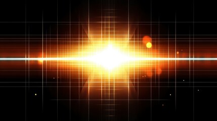 Poster - A bright, radiant light burst with grid lines, suggesting energy or digital design.