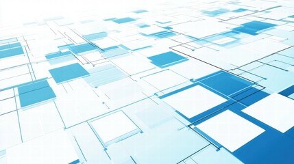 Poster - Abstract geometric pattern in blue and white, suggesting technology and digital design.