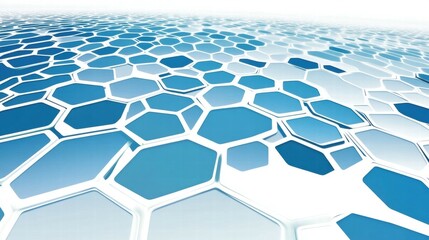 Poster - Abstract hexagonal pattern in blue tones, suggesting technology and modern design.