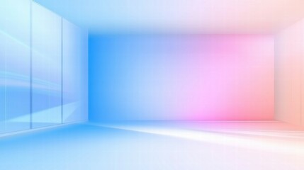 Poster - A minimalist, colorful interior space with soft gradients and light effects.