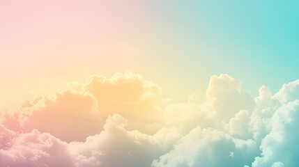 Poster - A soft gradient sky transitioning from a light blue to pale yellow, creating a serene and fresh backdrop for your design with plenty of copy space.