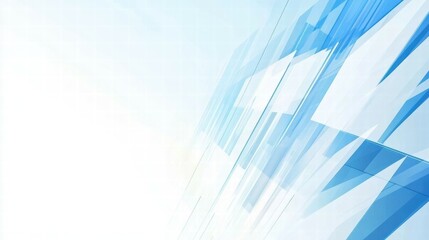 Fototapete - Abstract blue and white geometric background with a modern design.