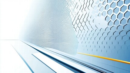 Poster - Abstract geometric design with hexagonal patterns and smooth lines in a light color scheme.