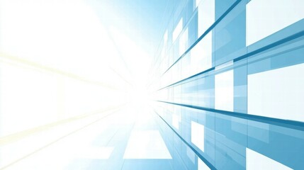 Poster - Abstract blue graphic with light rays creating a sense of depth and perspective.