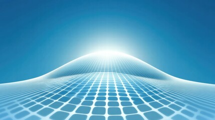 Poster - Abstract digital landscape with a gradient and grid pattern, suggesting depth and perspective.
