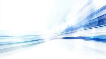 Poster - Abstract blue and white background with dynamic lines conveying motion and energy.