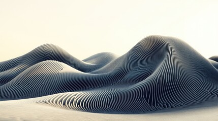 Poster - Sleek D wave-like forms in neutral tones, seamlessly blending into the background.