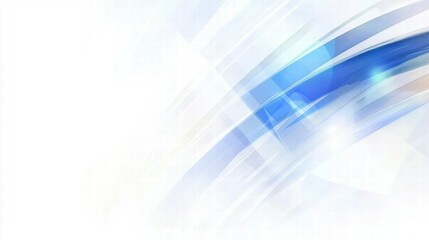 Poster - Abstract design featuring blue and white gradients with dynamic lines and light effects.