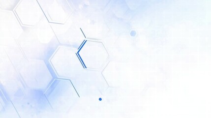 Poster - Abstract geometric design featuring hexagons and a light blue gradient background.
