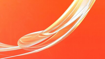 Poster - Abstract design featuring smooth curves on a vibrant orange background.